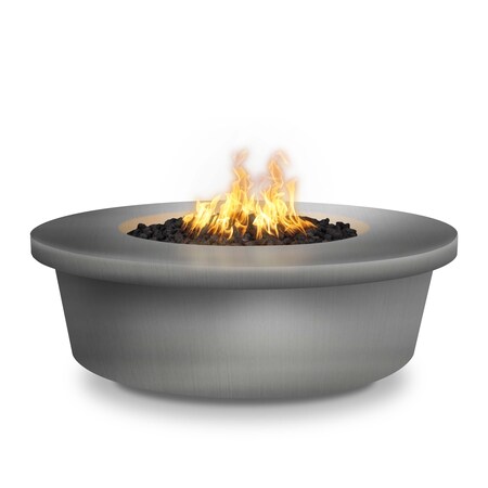 The Outdoor Plus 48 Round Tempe Fire Pit - Stainless Steel - Low Voltage Electronic Ignition - Natural Gas OPT-TEMSS48E12V-NG